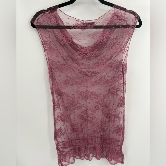 Limited too vintage Y2K pink boho off the shoulder pink lacy blouse size medium - Picture 4 of 16